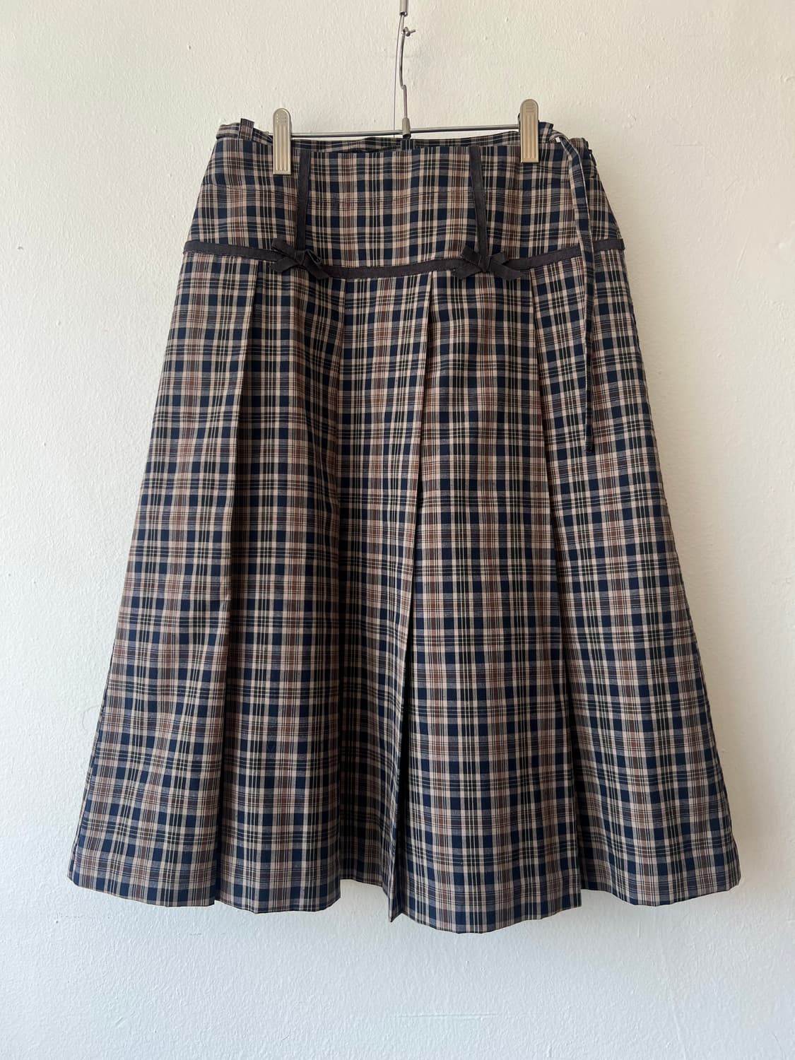 비터셀즈 BITTER CELLS 여성  브라운체크 미디스커트 플리츠스커트 상품이미지1