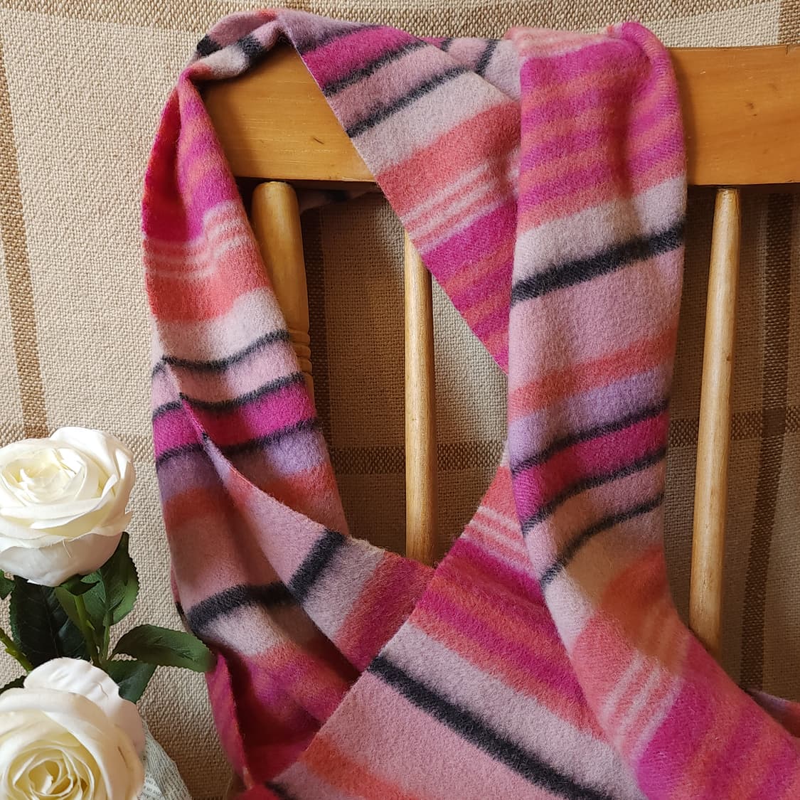 Estilo 핑크 스트라이프 캐시미어 울 머플러 목도리 상품이미지4
