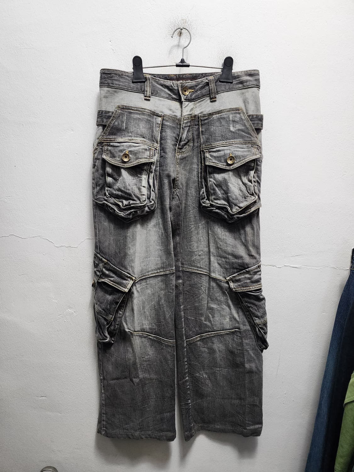 뱅뱅 y2k 와이드 카고바지 흑청 데님 상품이미지2