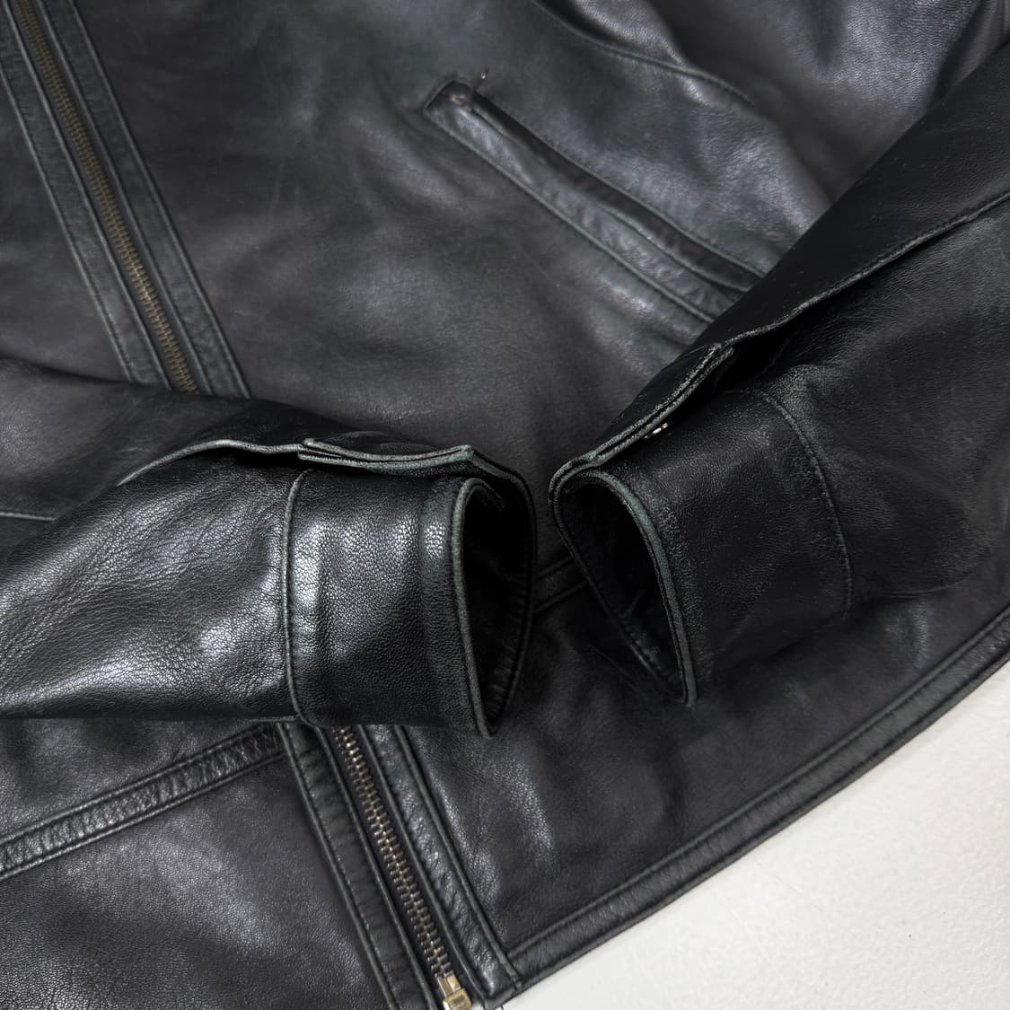 시스템 리얼레더 바이커 양가죽 가죽자켓 블랙 상품이미지4
