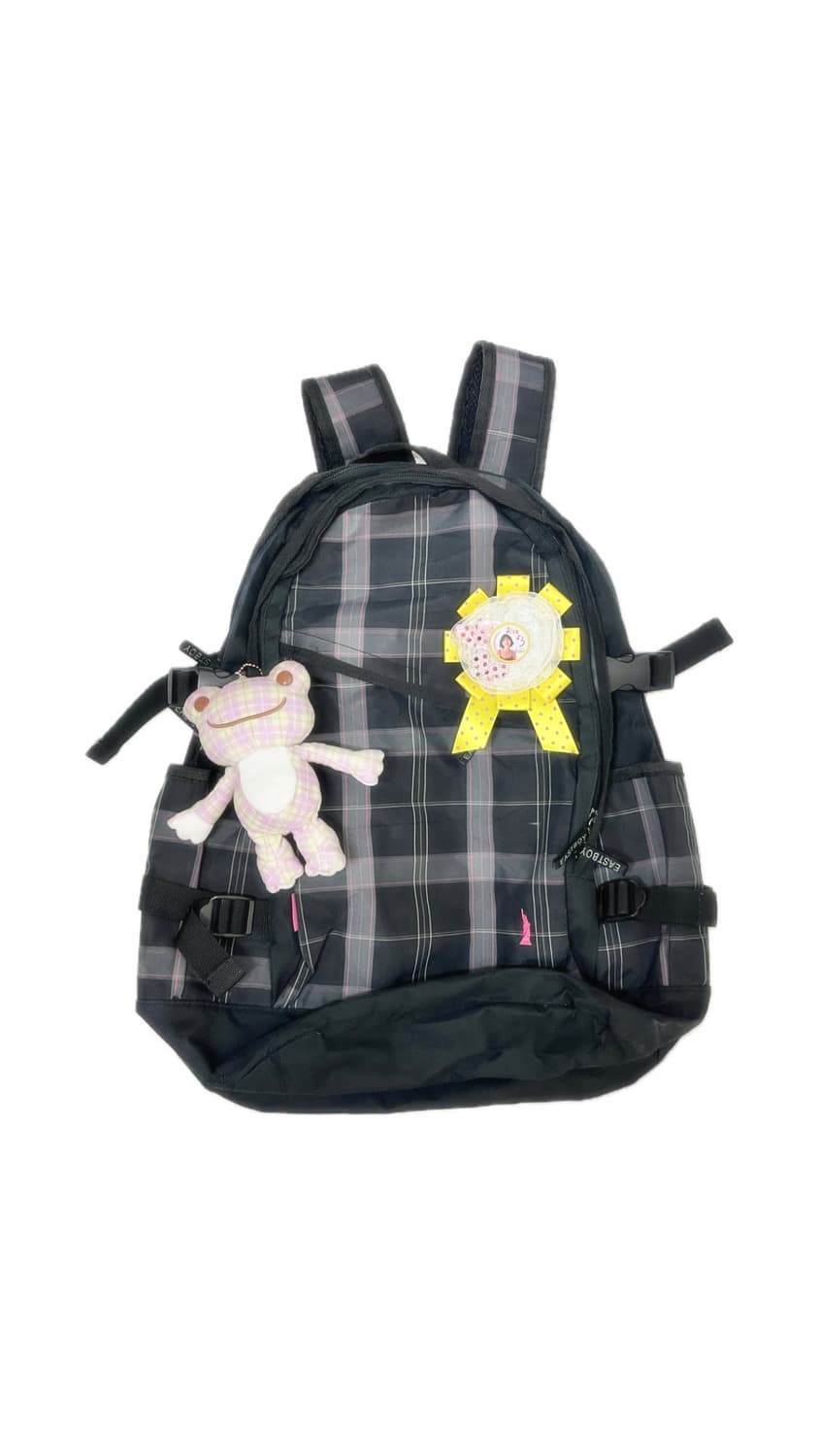 블랙핑크 체크패턴 백팩 + 핑크 피클더 프로그 키링 🐸 상품이미지1