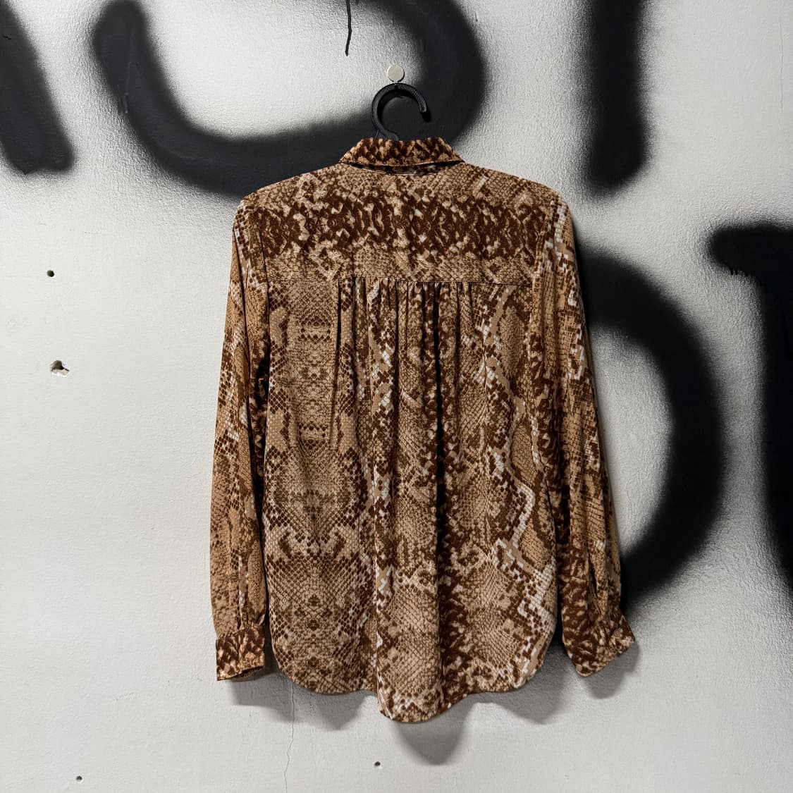 VTG 빈티지 파에톤 파이톤 풀 패턴 셔링 블라우스 셔츠 상품이미지2