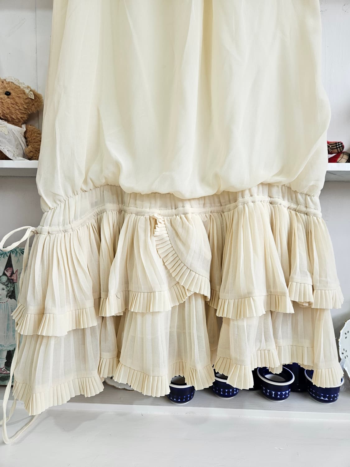 크림 프릴 쉬폰 원피스 상품이미지4