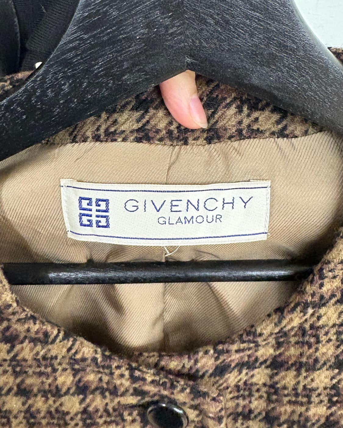 지방시 브라운 체크 논카라 울 자켓 상품이미지7