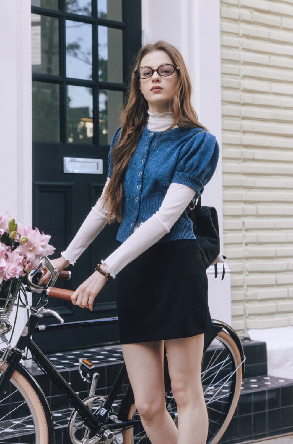 레터프롬문 코니 더스트 하프 가디건 네이비 상품이미지3