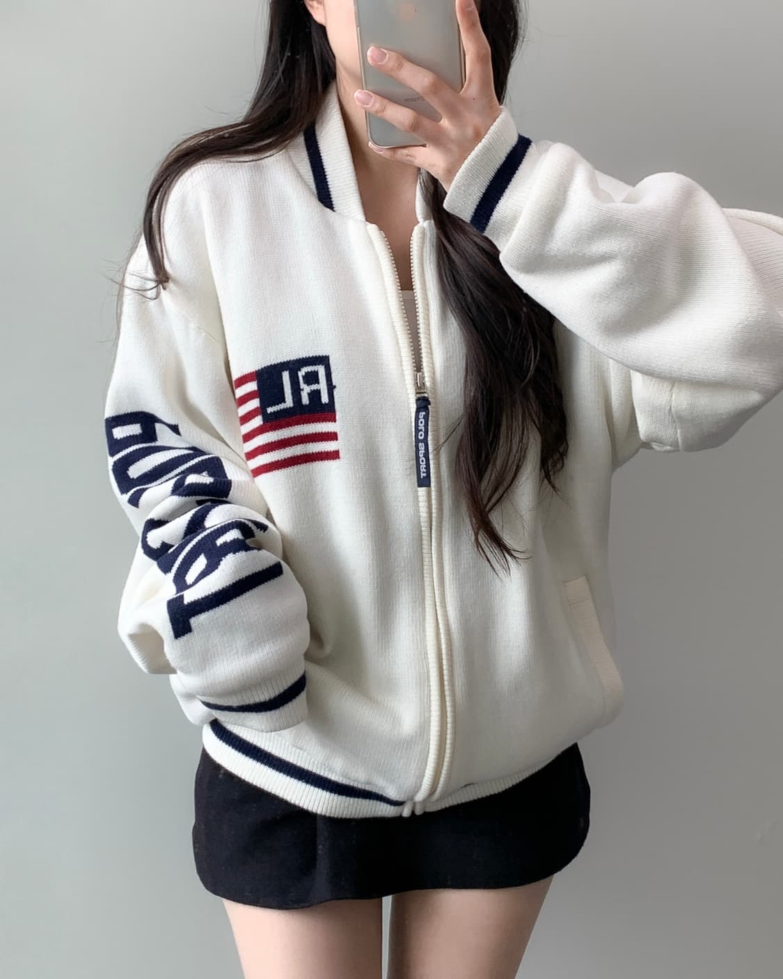 90s 폴로 성조기 니트 스타디움 자켓 상품이미지3