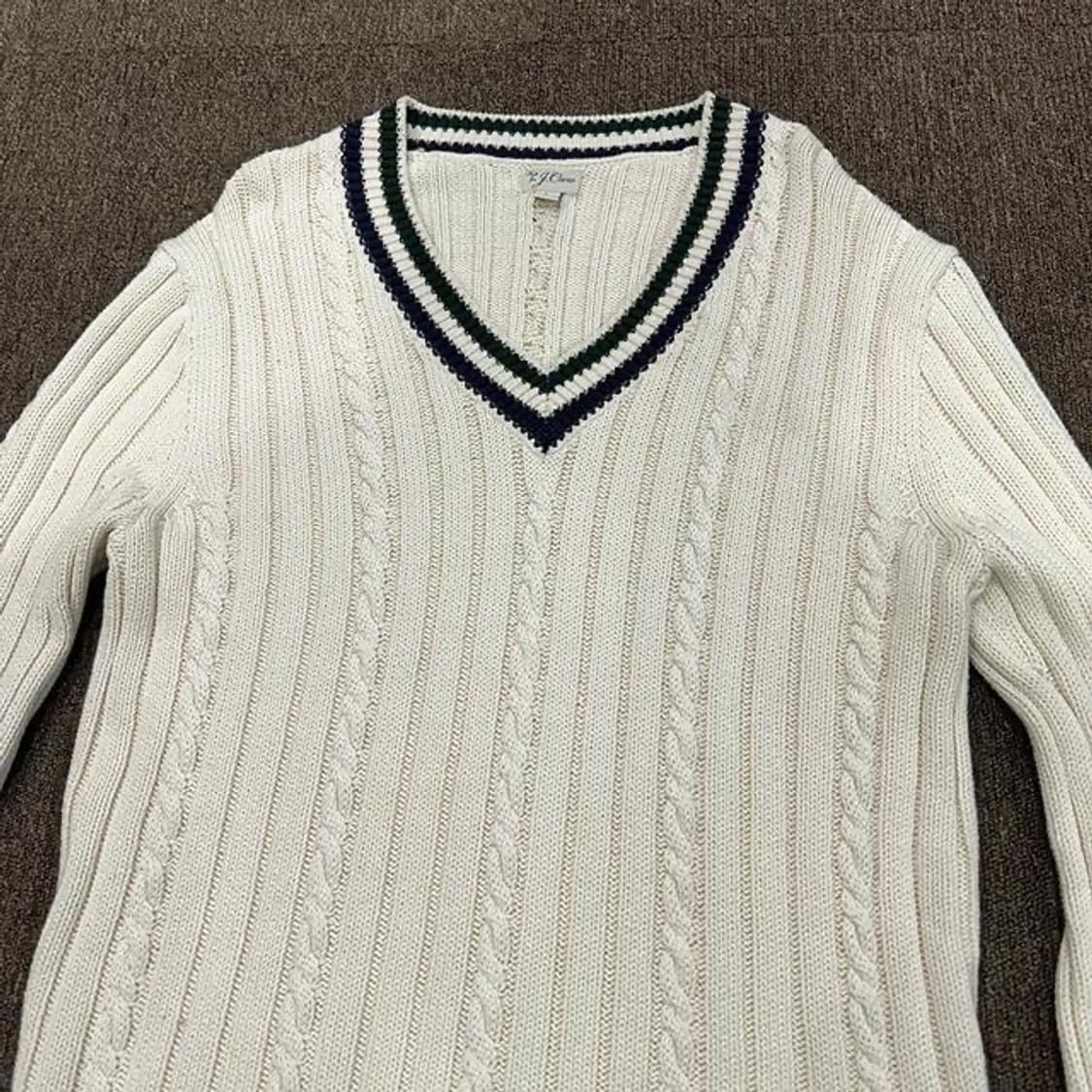 제이크루 헤리티지 코튼 케이블 브이넥 니트 (L)   상품이미지3
