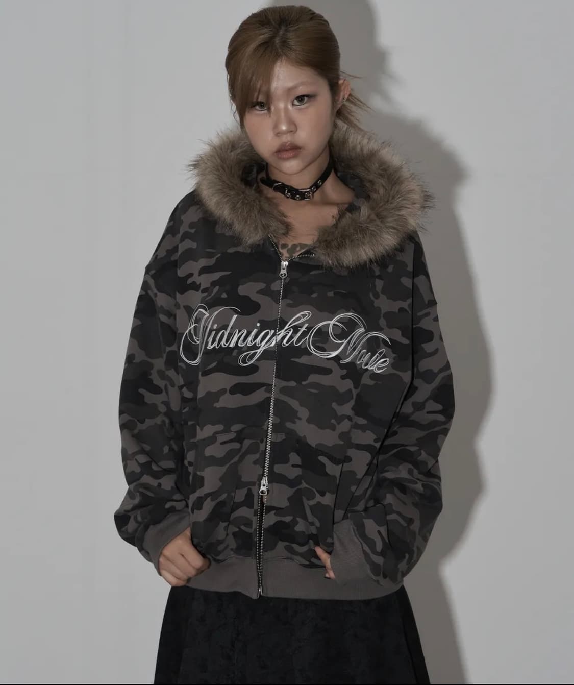 미드나잇무브 카모 후드집업 다크그레이 상품이미지2