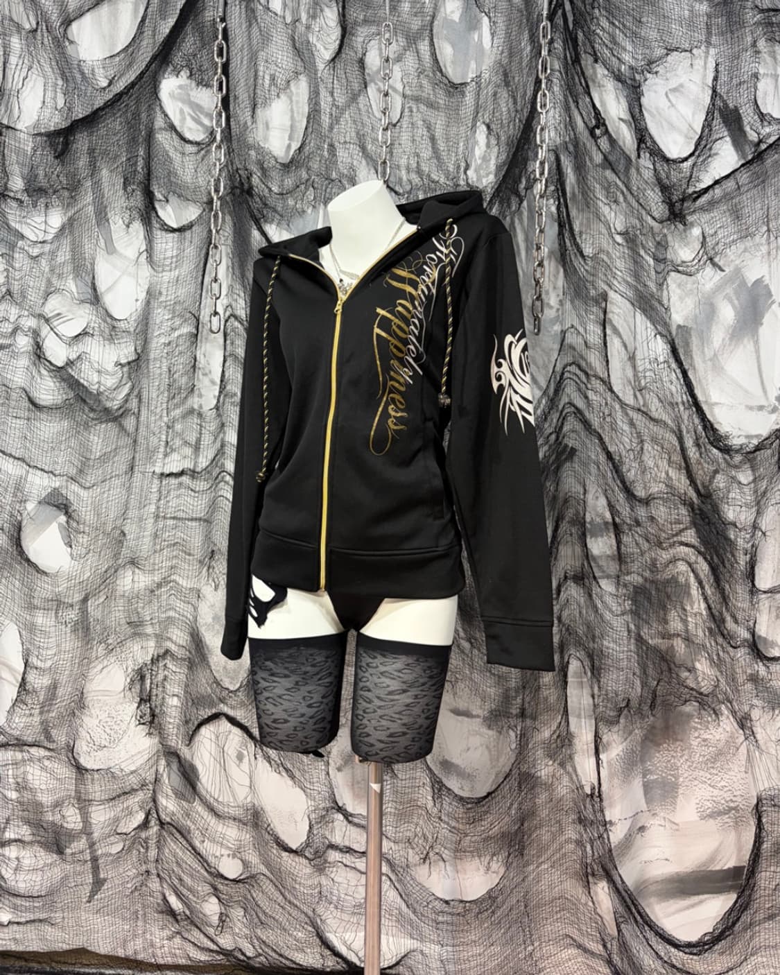 Y2K lettering Glitter hoodie zip up 상품이미지2