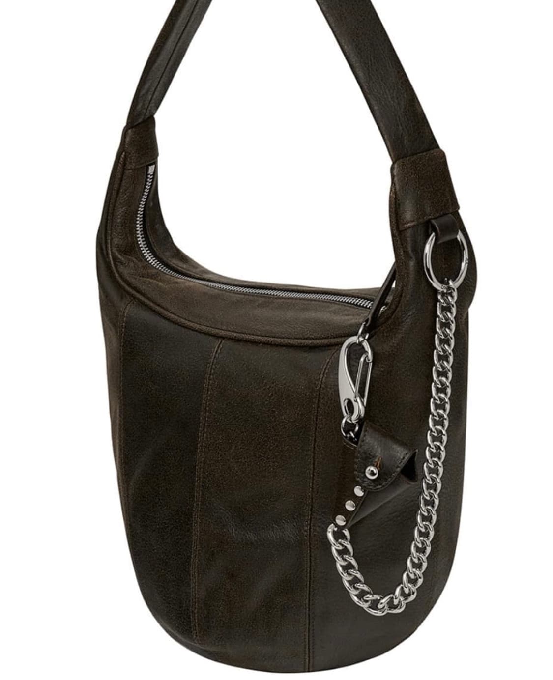 Open yy 레더 모토 호보백 라지 빈티지 브라운 상품이미지2