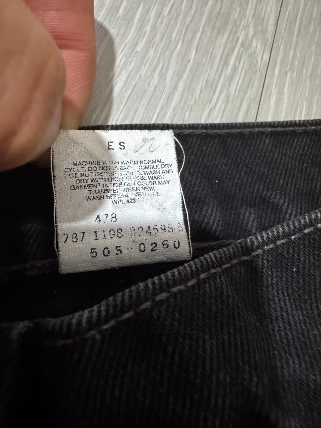 90’s 리바이스 505 흑청 데님 팬츠 상품이미지6