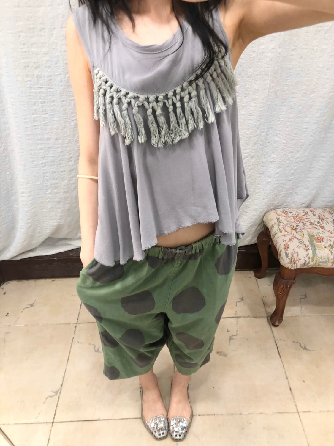 Polka green baggy pants 상품이미지3