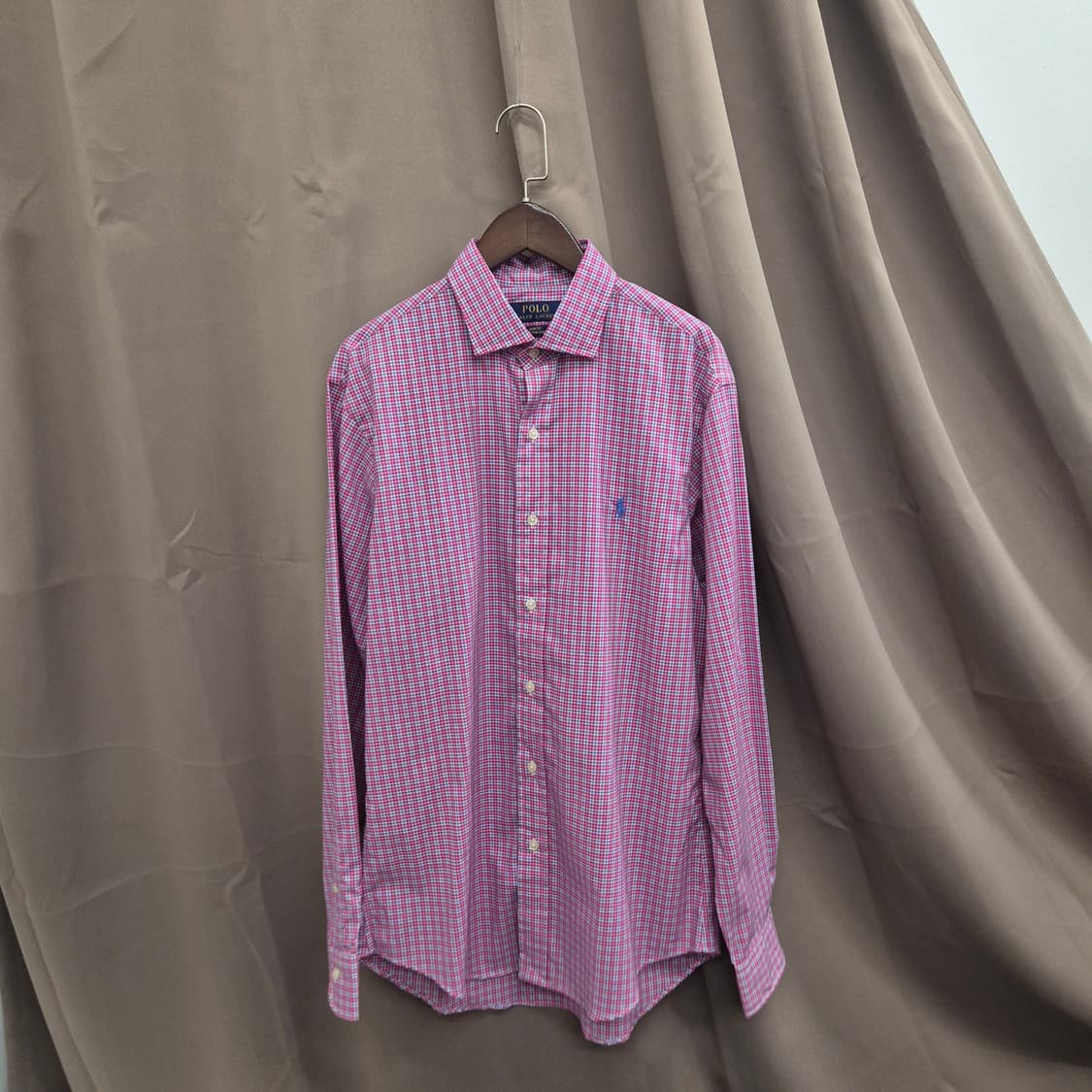 폴로 랄프로렌 깅엄 체크 슬림핏 스트레치 셔츠 M 상품이미지1