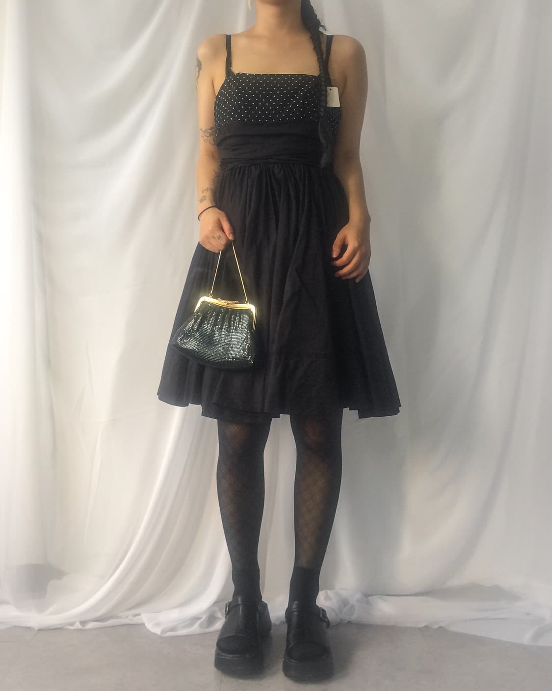Dot pattern shirring sleeveless dress 상품이미지1