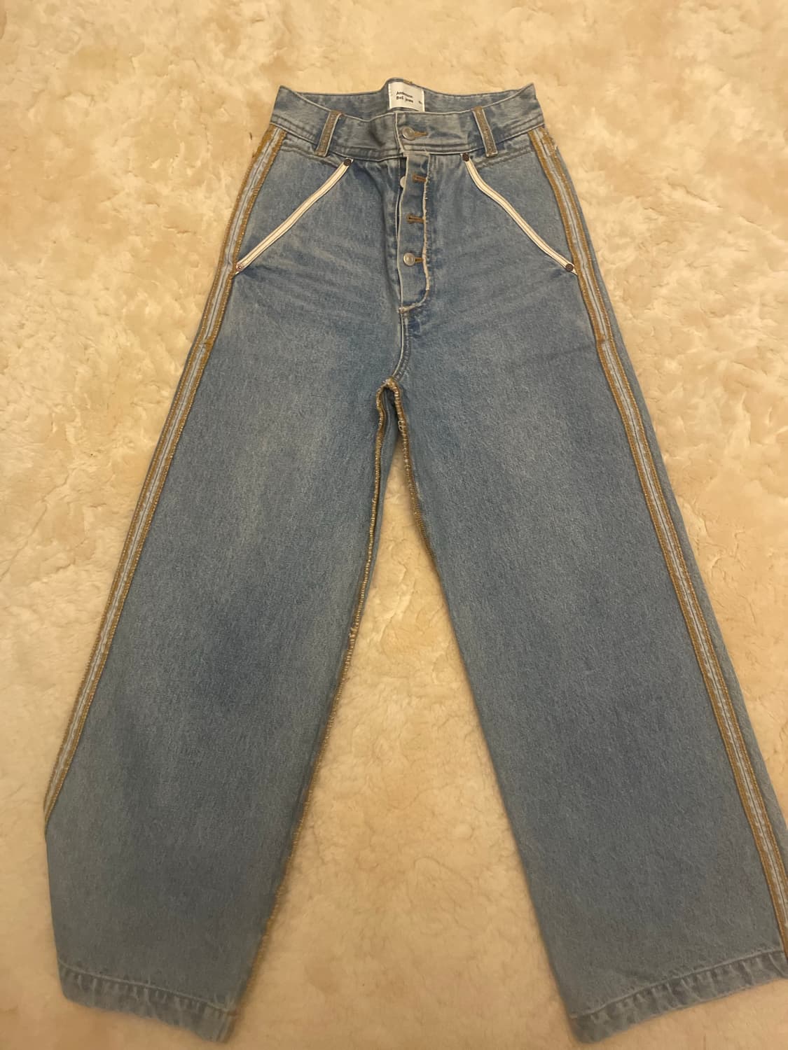 앤더슨벨 로우 컷 와이드 데님 팬츠 진 xs 상품이미지3