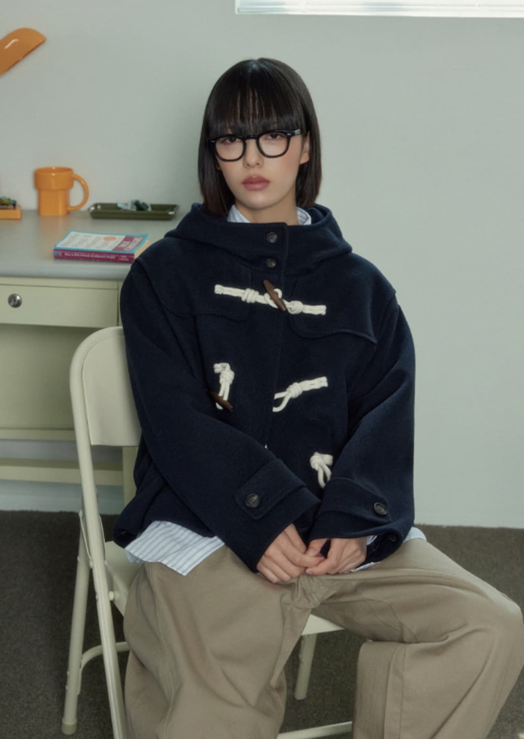 스파오 더블 숏코트 떡볶이코트 네이비 M 상품이미지2