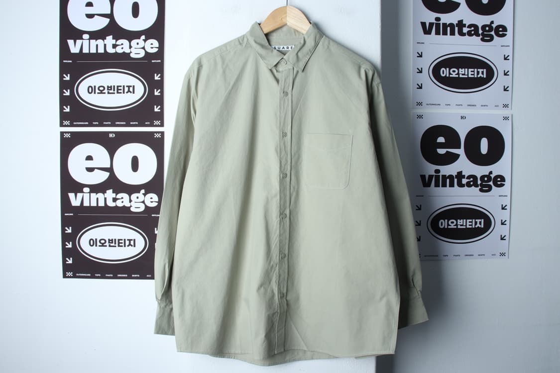 (L-2XL) 수아레 셔츠 남방 새상품 무지 그린 아메카지-H32629 상품이미지2
