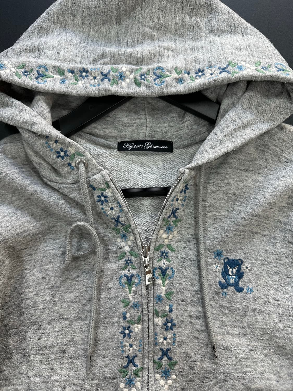 히스테릭글래머 퍽베어 플라워 자수 후드집업 상품이미지5