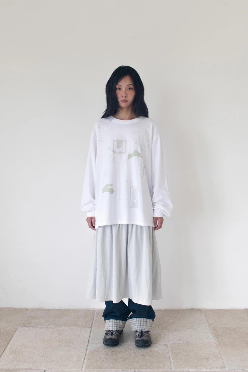 온스카 FLARE RIB SKIRT 플레어 립 스커트 그레이 상품이미지1