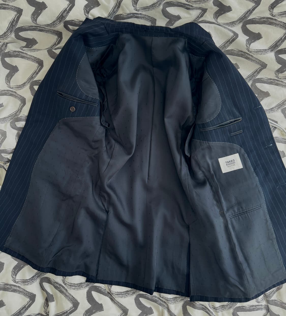 일본 타케오 키쿠치 스컬쳐 울 3버튼 더블벤트 수트자켓/슬림핏 L-XL 상품이미지6