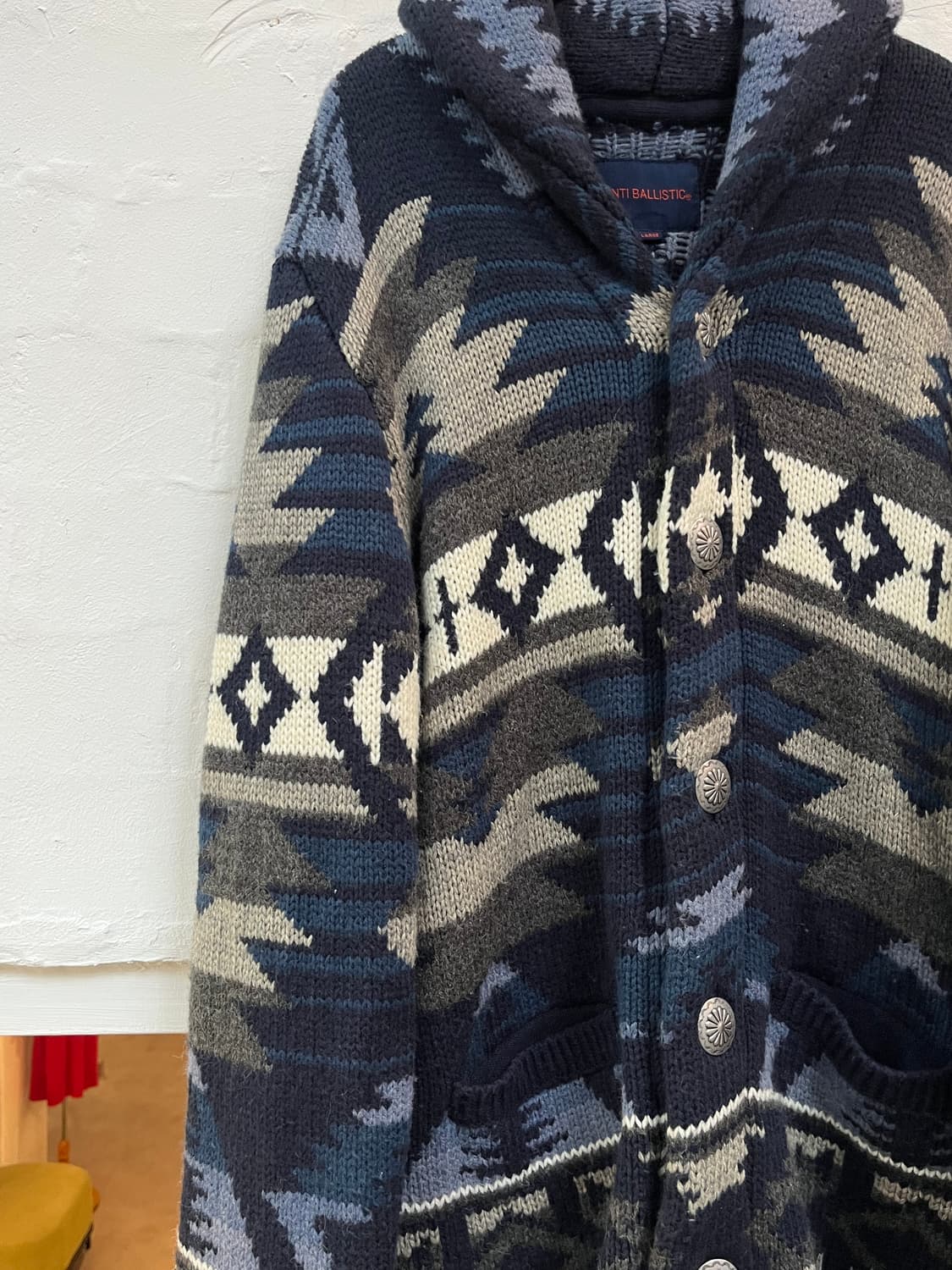 Anti Ballistic 나바호 패턴 숄 카라 니트 가디건 L 상품이미지3