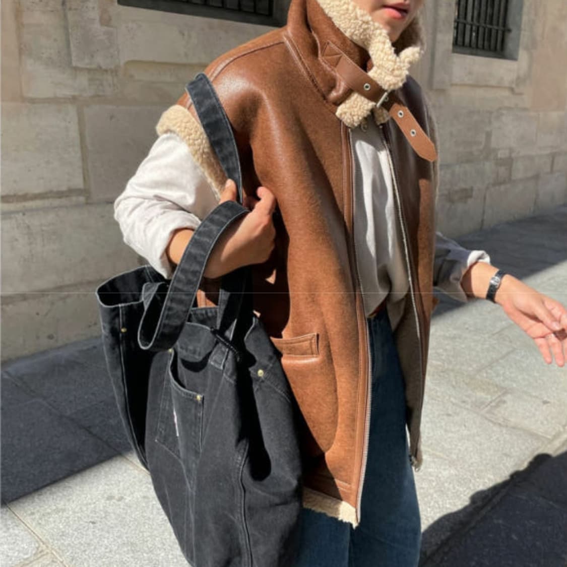 매크리(MACHREE) 리버시블 베스트무스탕 프리사이즈 새상품 상품이미지2