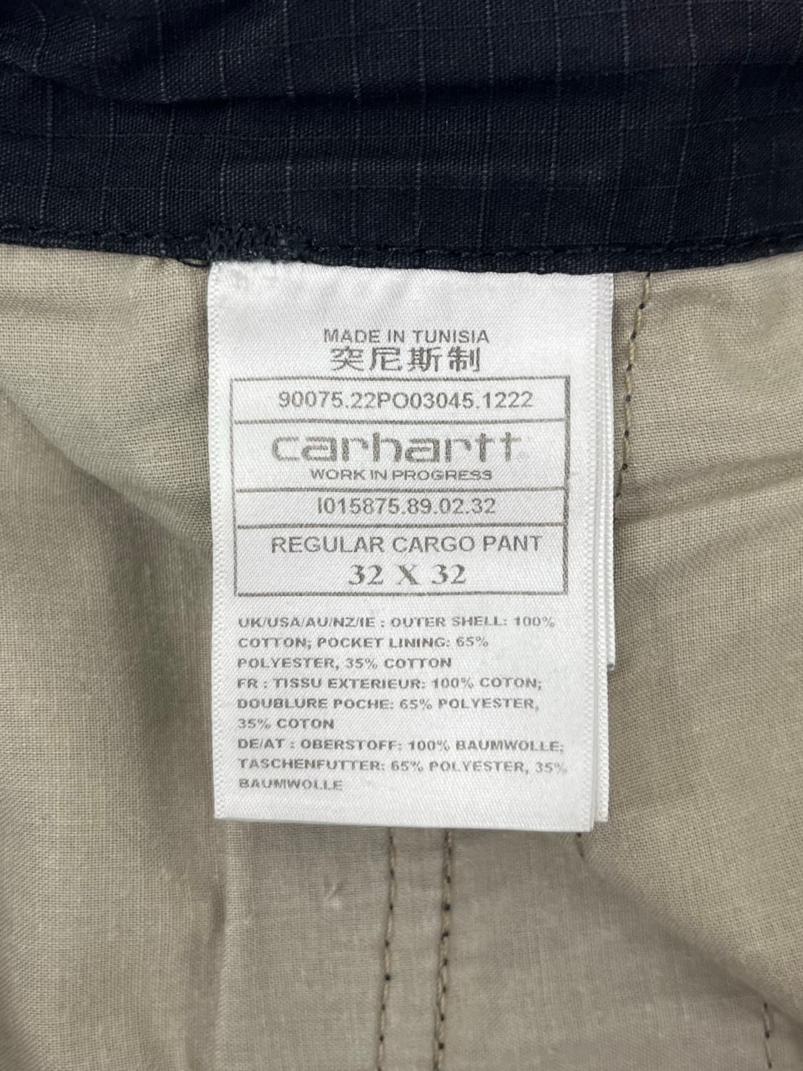 칼하트wip 레귤러 카고 팬츠 블랙 32x32 상품이미지2