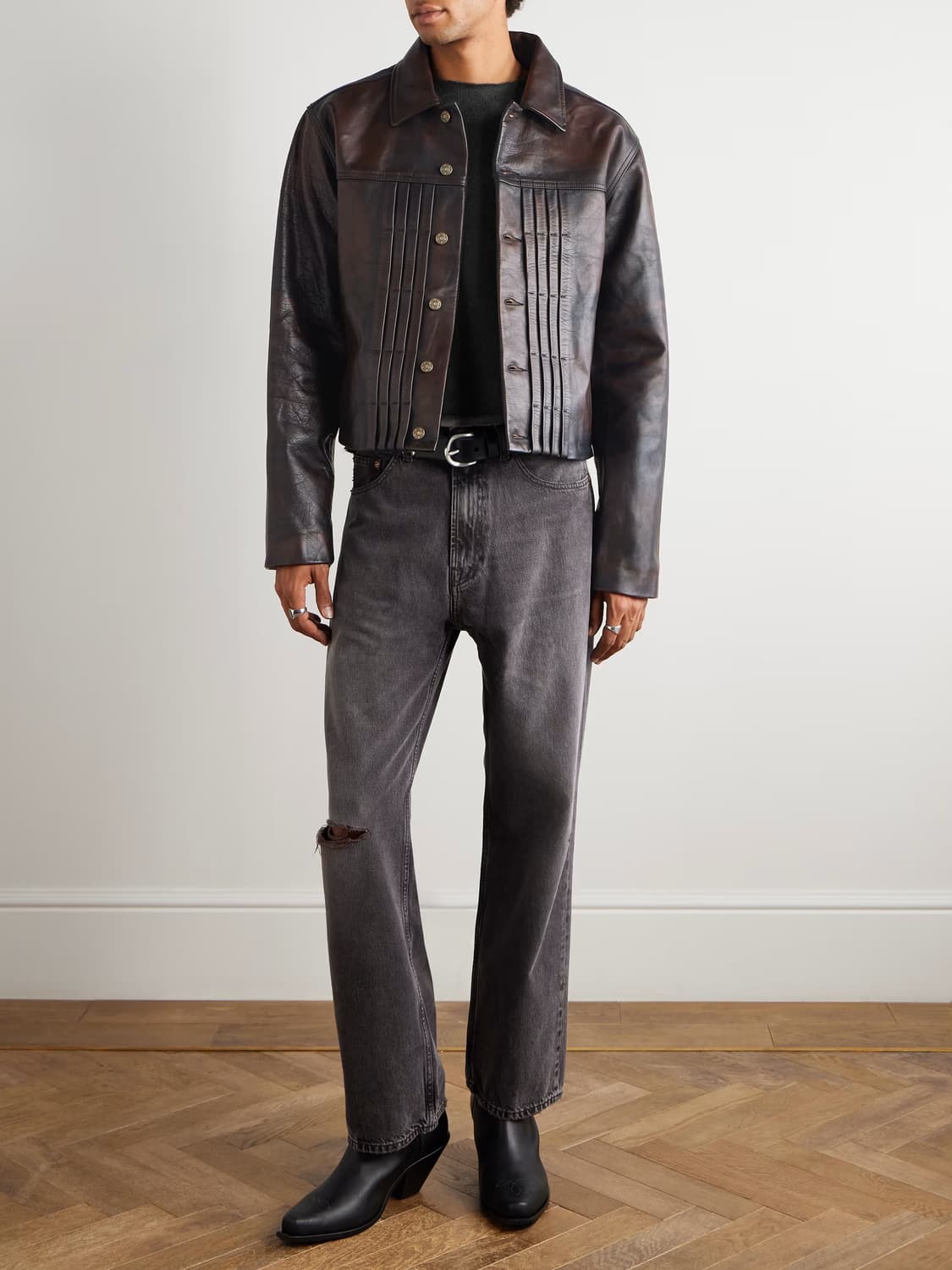 [48] 424 Rub Off 트러커 레더 자켓 상품이미지3