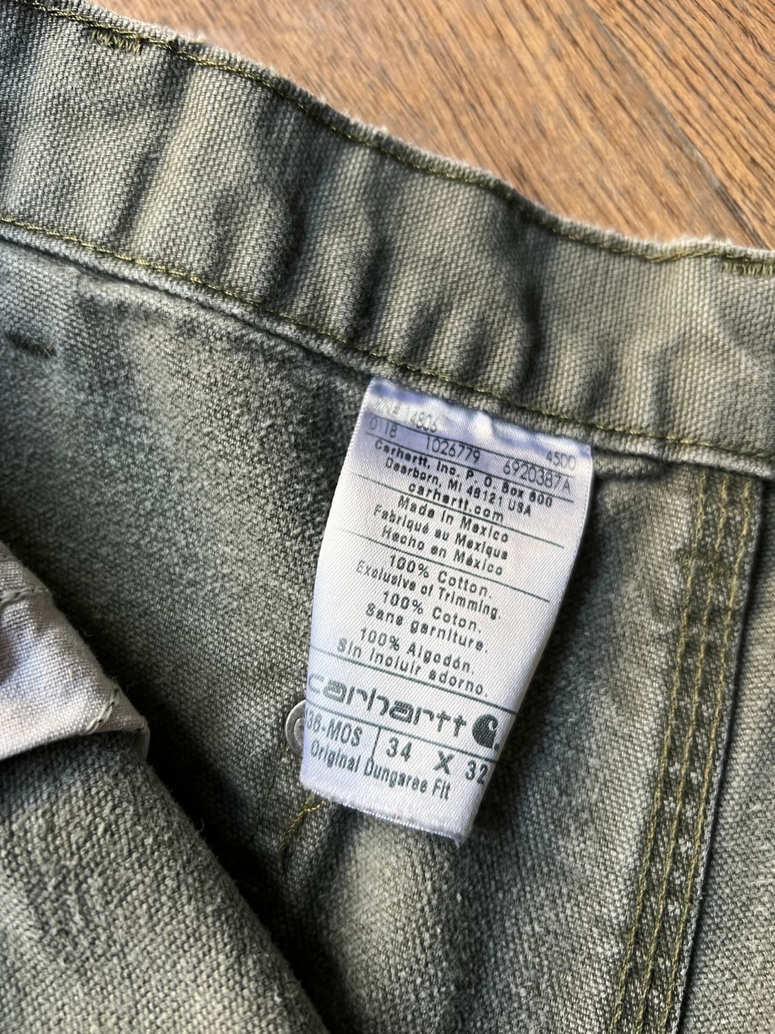 [34]칼하트 USA 빈티지 워싱 모스그린 더블니 워크 팬츠 상품이미지4