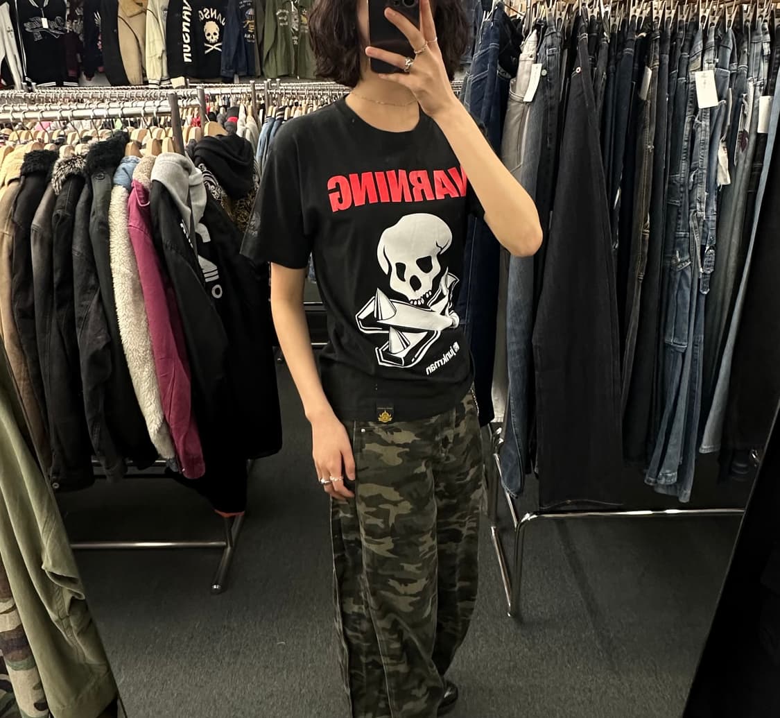 M)Kinnikuman 빈티지 Junkman 스컬 프린팅 반팔 상품이미지1