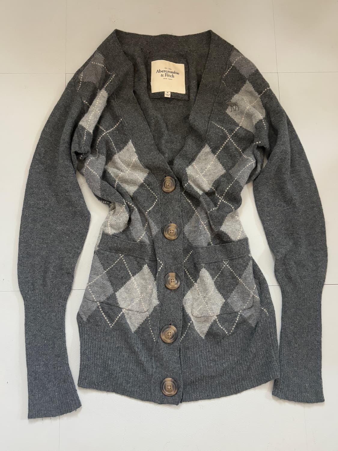 • Abercrombie Gray Argyle Pattern Cardig 상품이미지2