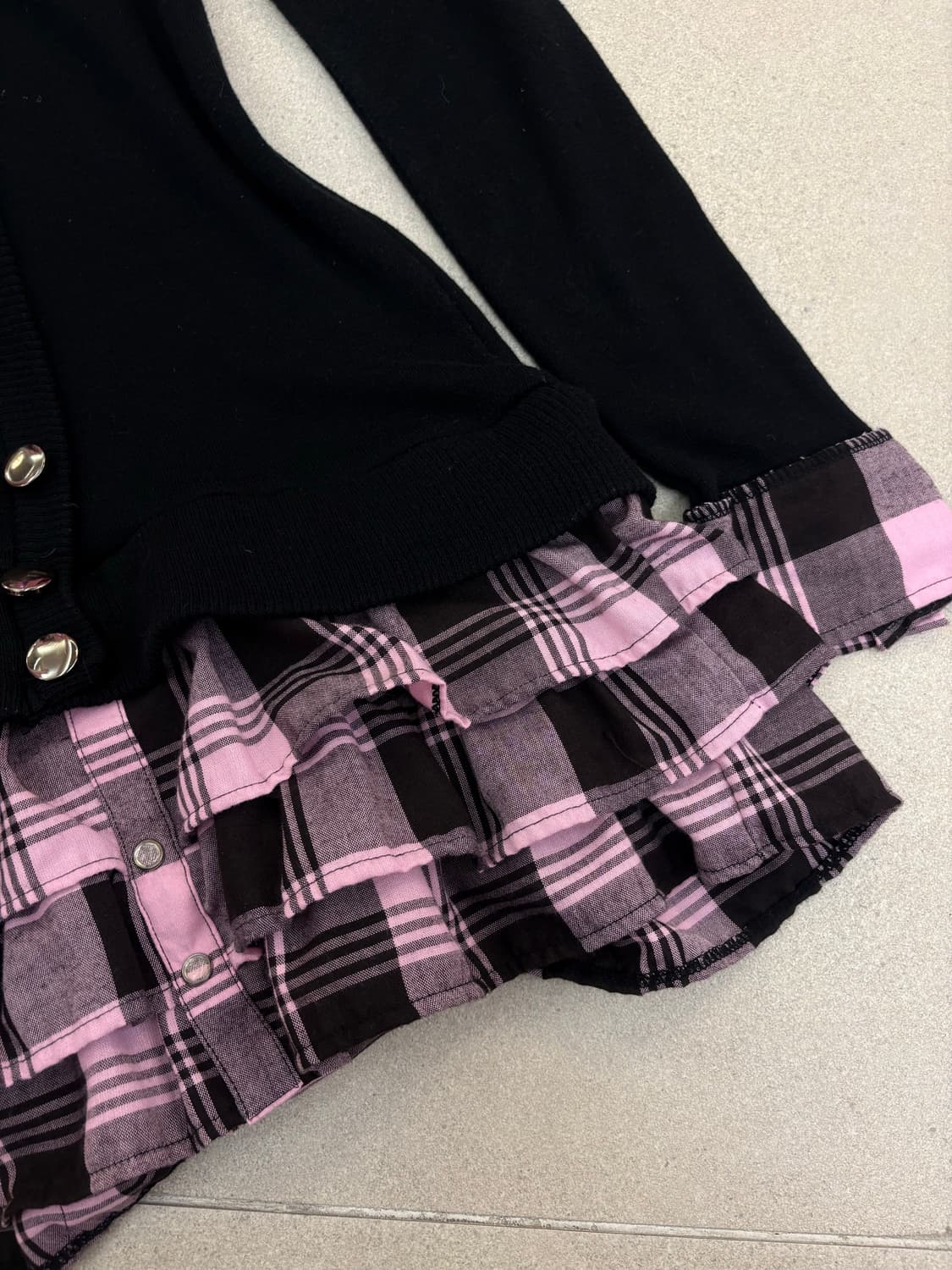 핑크체크 레이어드 캉캉 원피스 상품이미지3