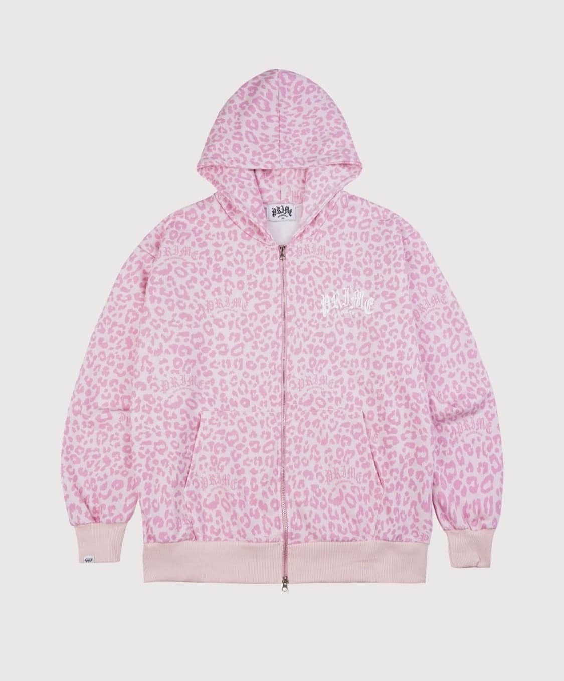 프라임멤버스 레오파드 후드 집업 핑크 상품이미지1