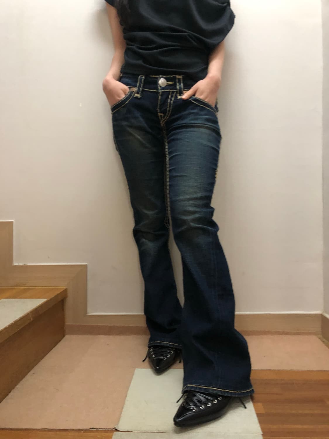 빈티지 트루릴리젼 옐로우 스티치 팬츠 상품이미지8