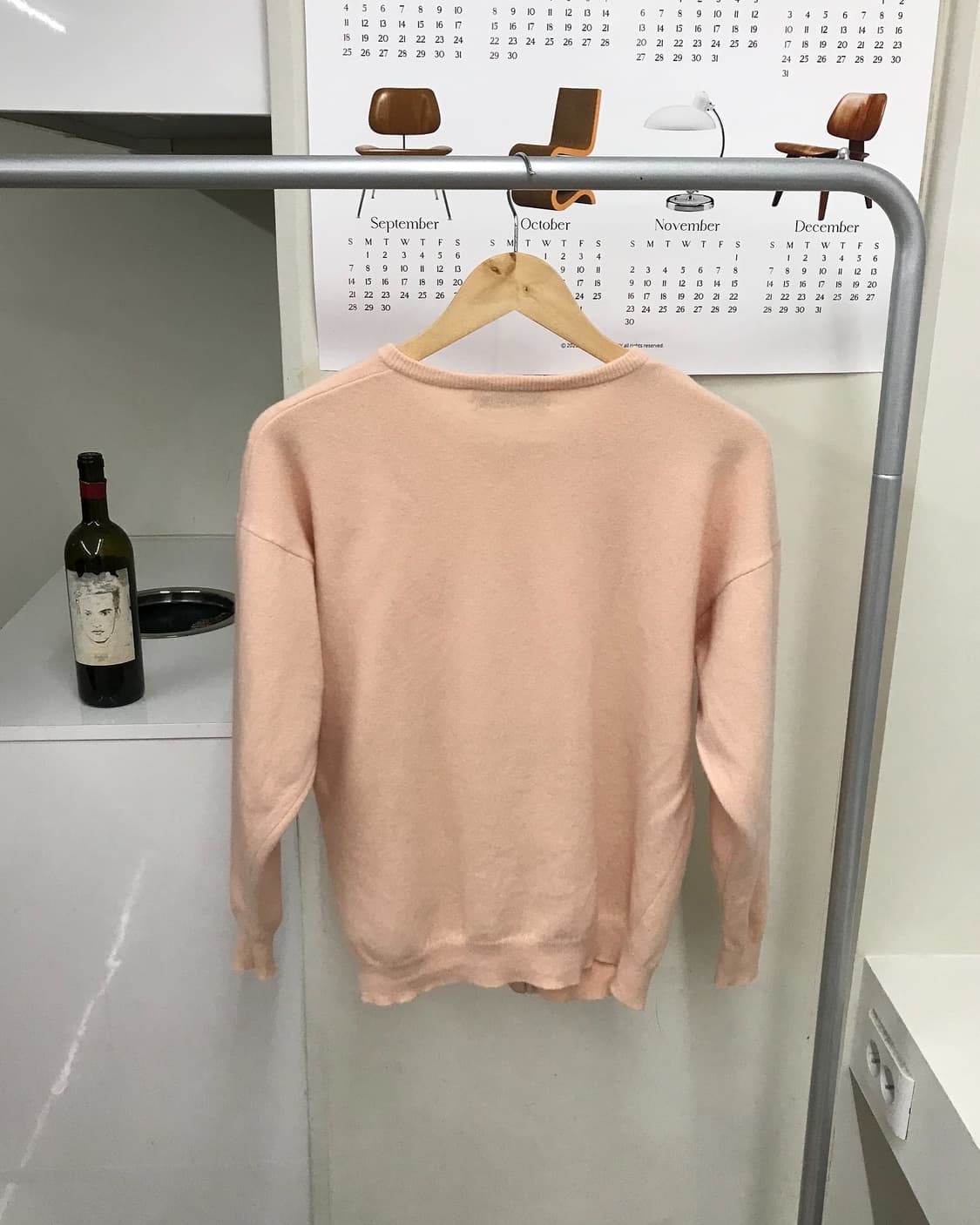 버버리 연핑크 금장 라운드 울 가디건 상품이미지4