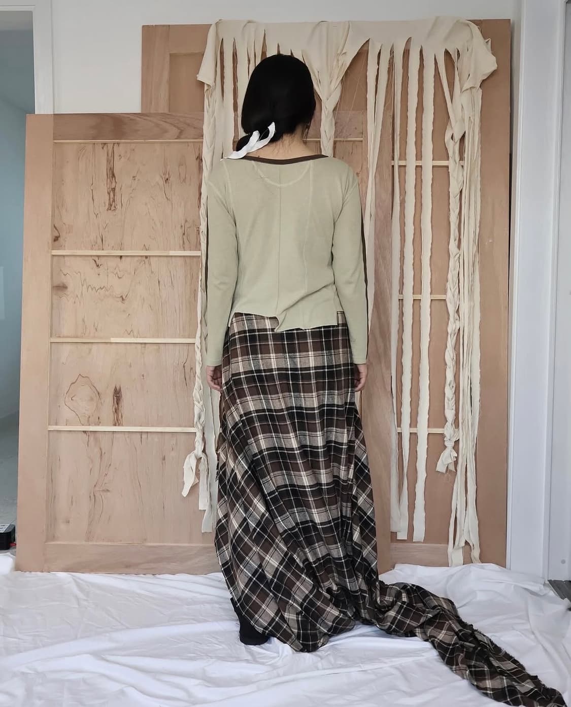 0tape 배색 가디건 브라운 상품이미지2