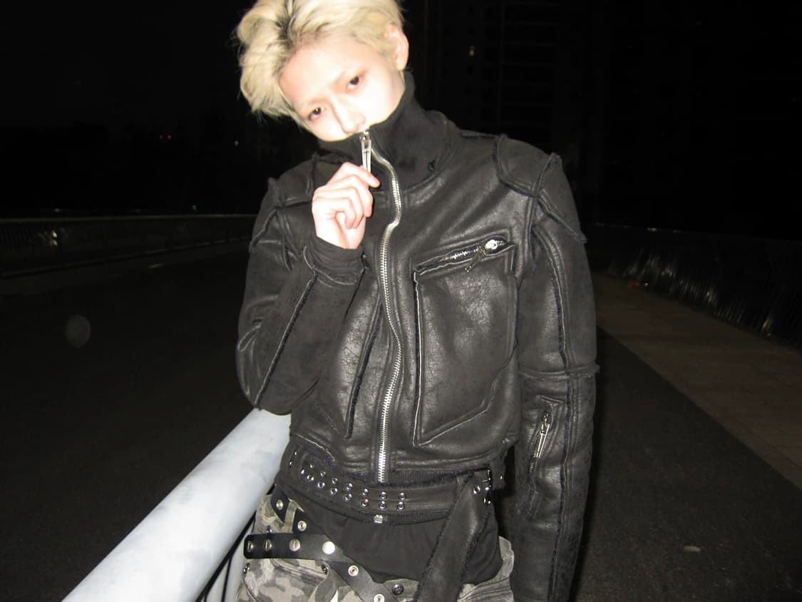 Distressed Faux Leather Jacket 상품이미지7