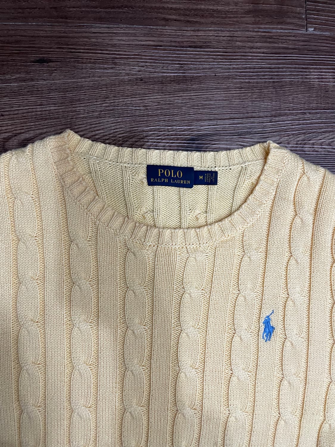 폴로 랄프로렌 케이블 니트 코튼 스웨터 옐로우 상품이미지2