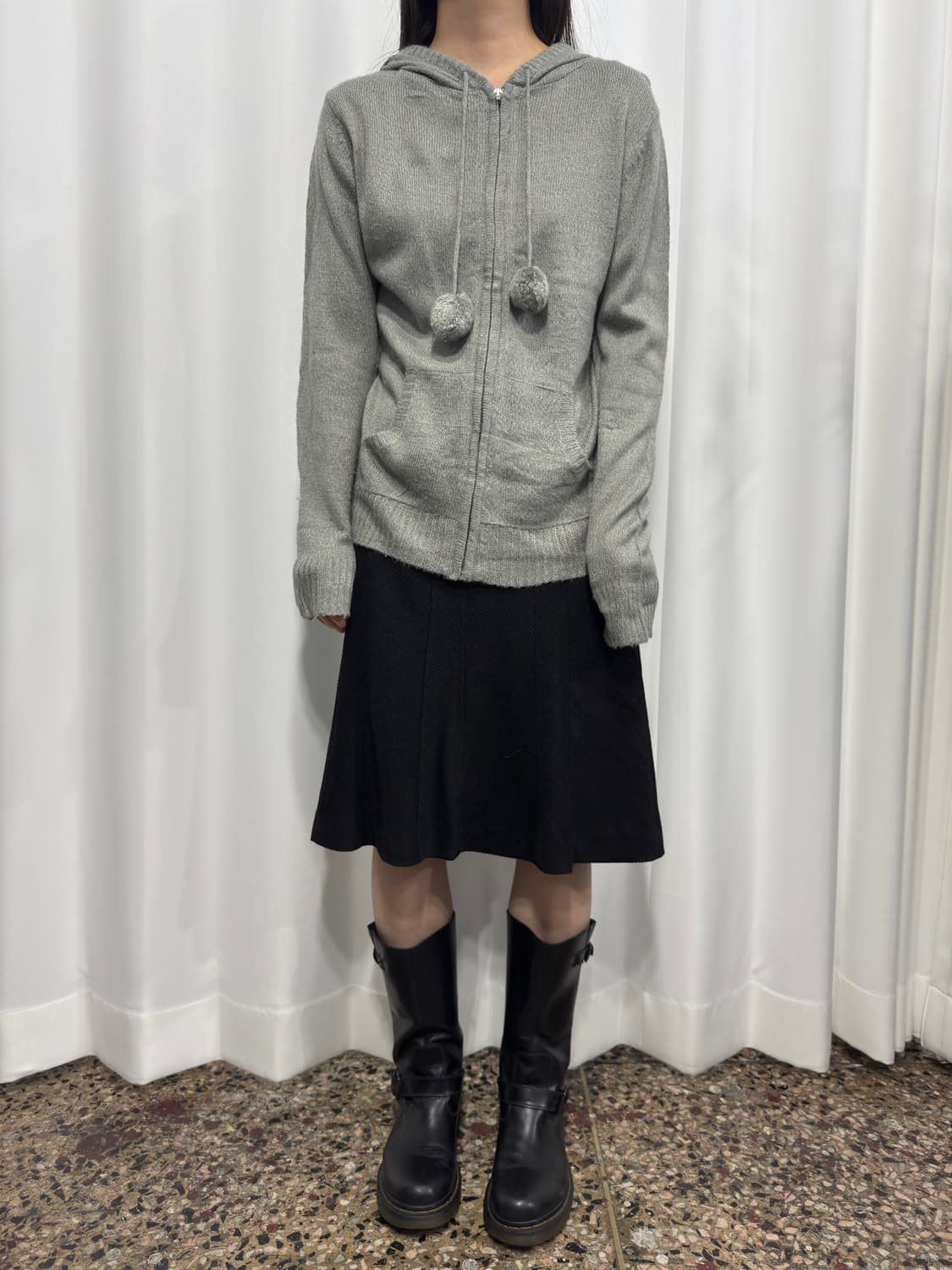 cute knit hood zipup 상품이미지2