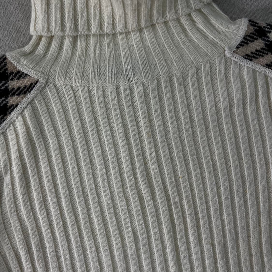 W 95 버버리 노바체크 엘보우 패치 터틀넥 울 니트 상품이미지2