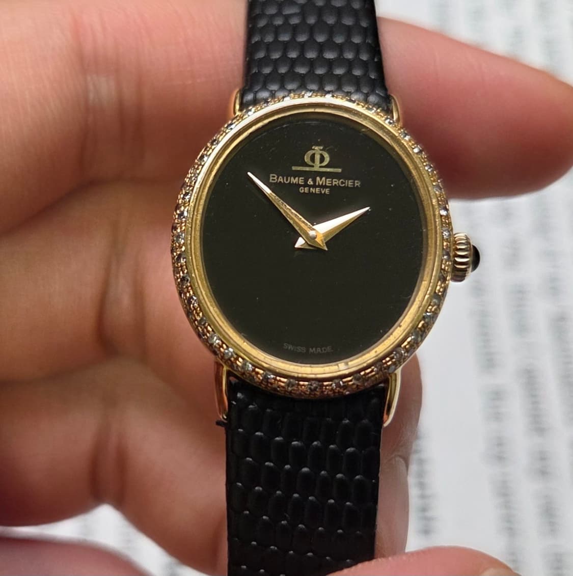 레어] 명품 보메메르시에 엘립스 18K올금통 블랙오닉스판 여성용 상품이미지3