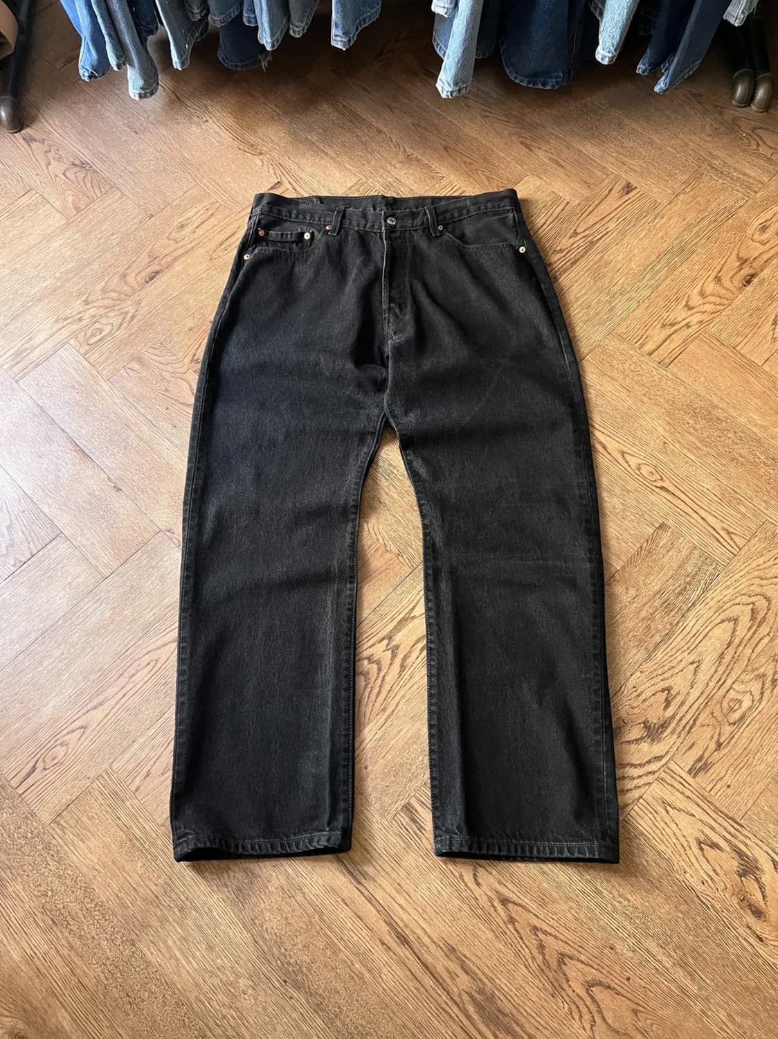 [38]00's 리바이스 USA 501 스트레이트핏 흑청 데님 팬츠 상품이미지1