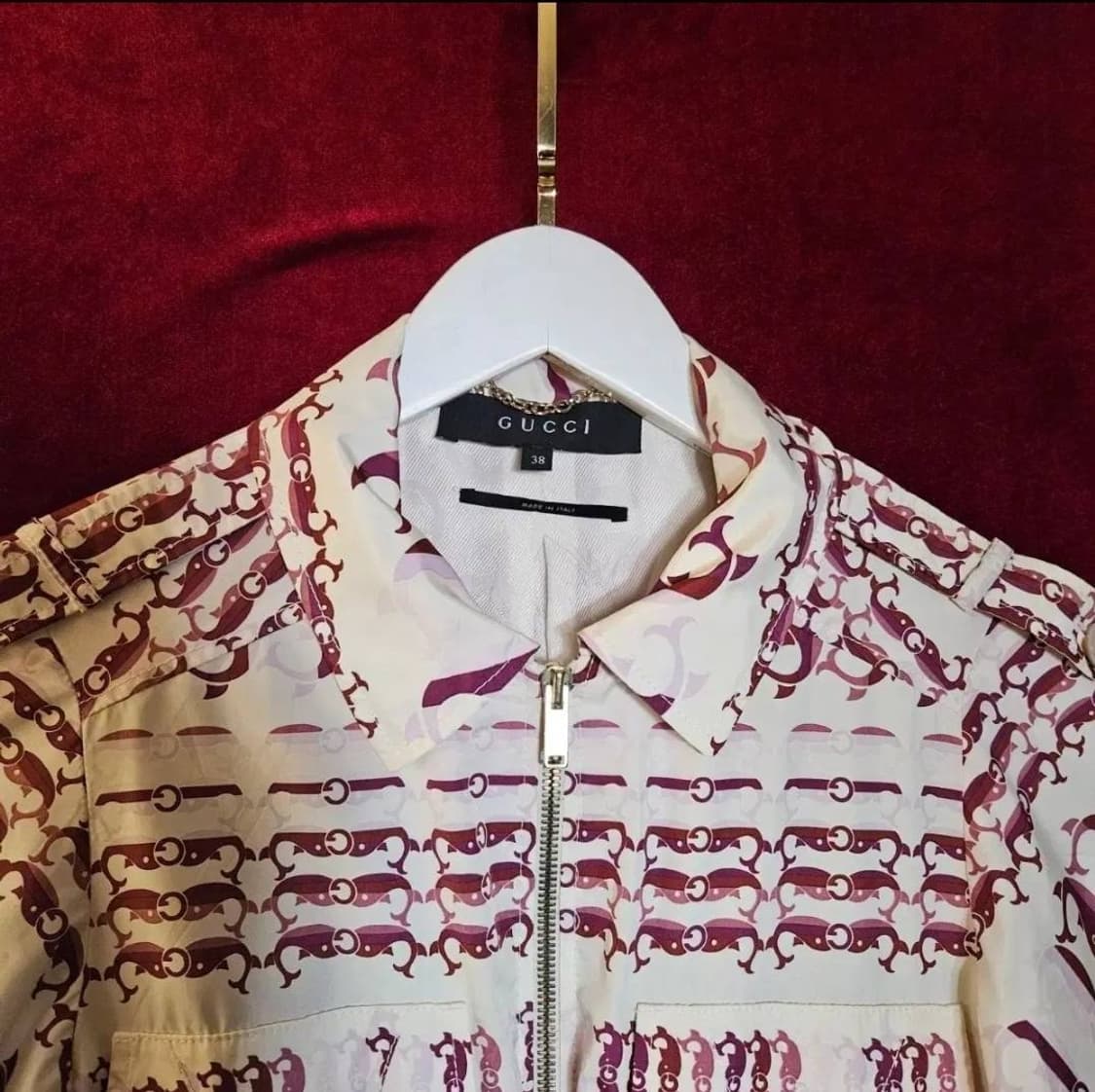 구찌(GUCCI) 실크 집업 카라넥 벨티드 자켓 38 상품이미지6