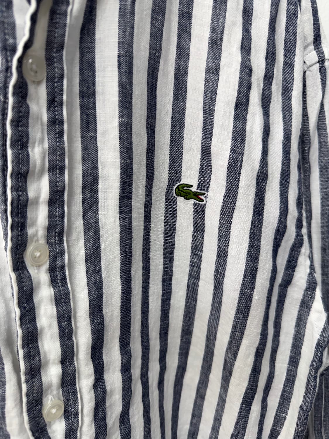 정품) 라코스테 남성 린넨 스트라이프 셔츠 M 상품이미지4