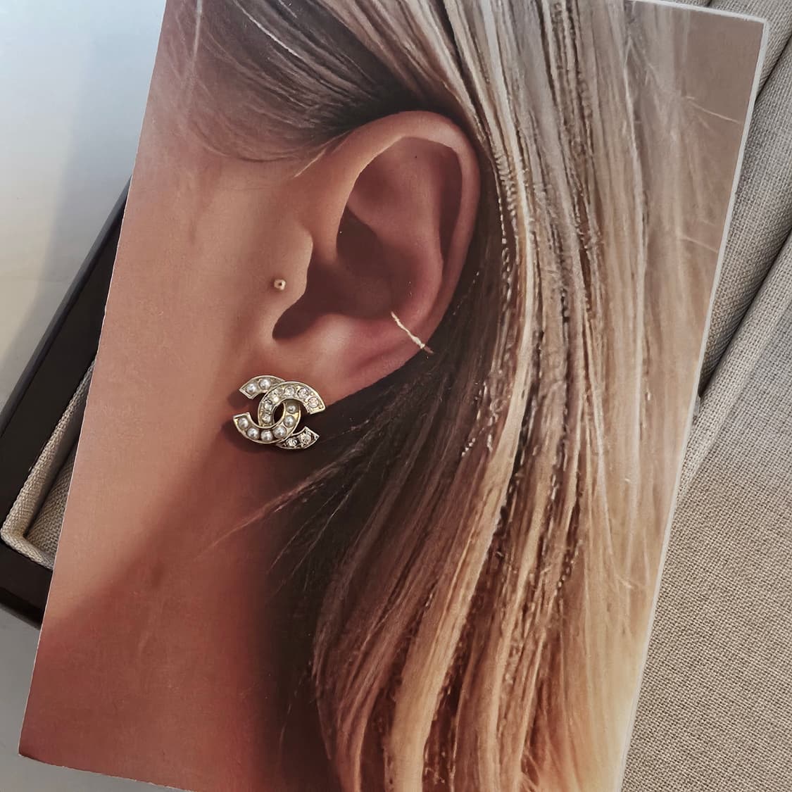 925 샤넬 빈티지 업사이클링 하프 CC 귀걸이 상품이미지1