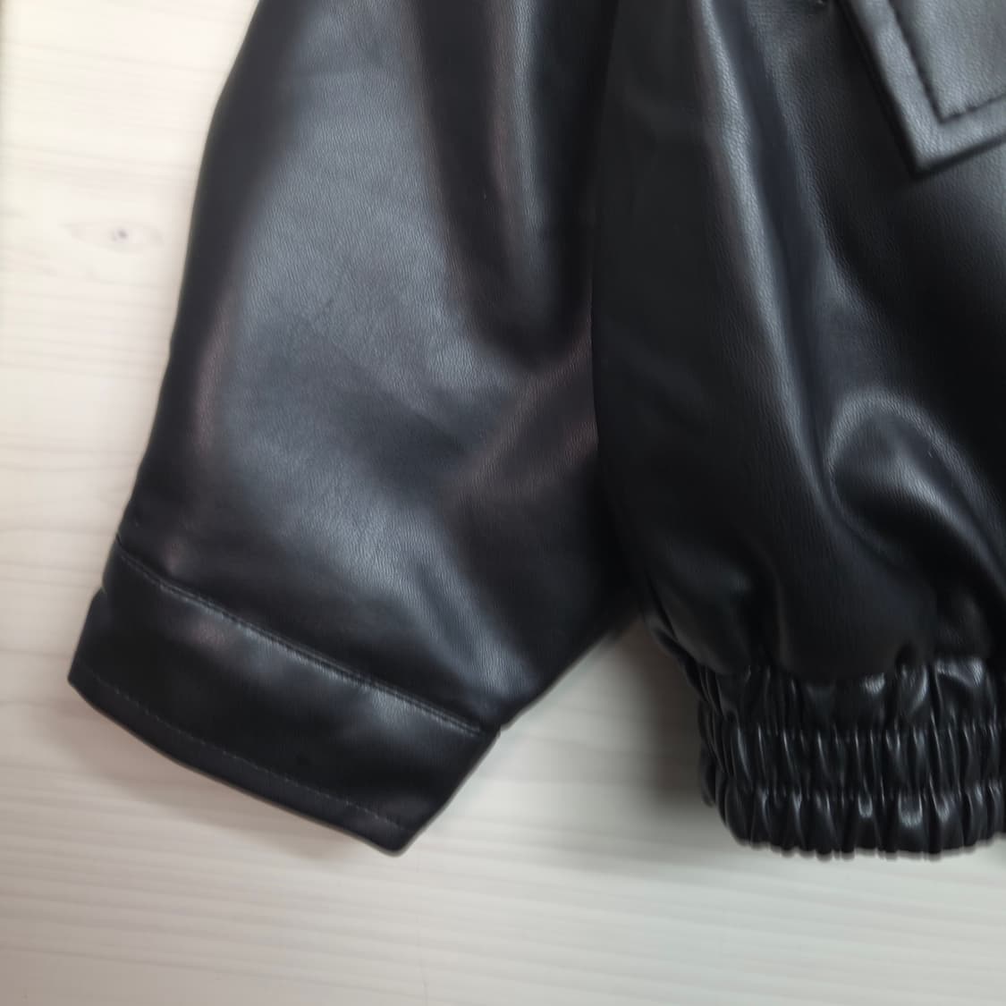 여 M-L 페이크 레더 안감 뽀글이 오버핏 자켓 상품이미지3