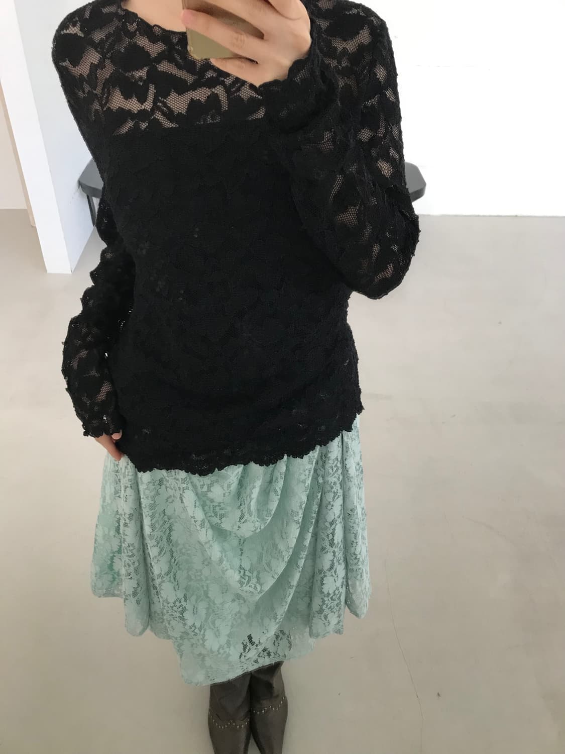 vintage black lace top 상품이미지1