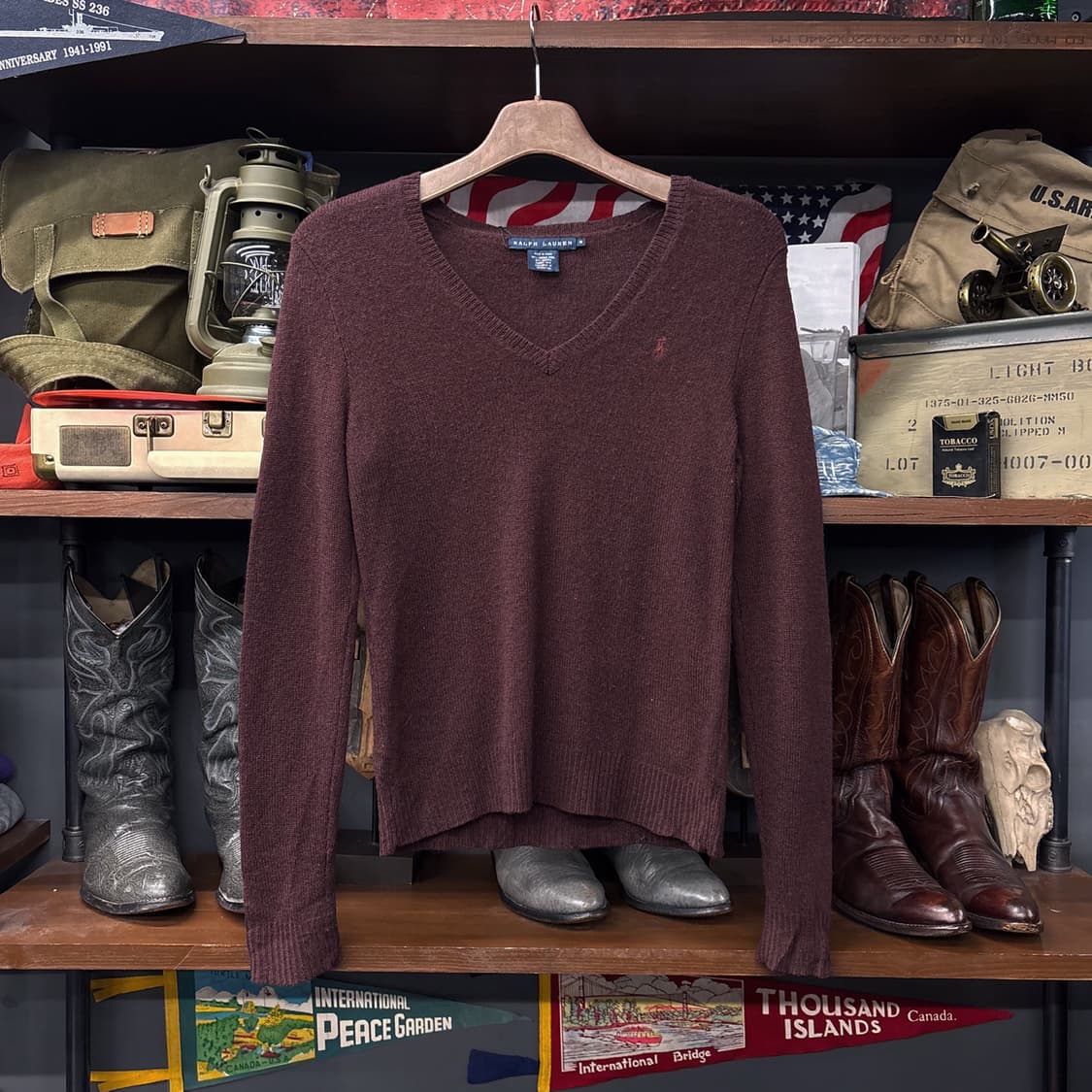 랄프로렌 브이넥 메리노울 앙고라 혼방 울 스웨터 래빗헤어 N317 상품이미지1