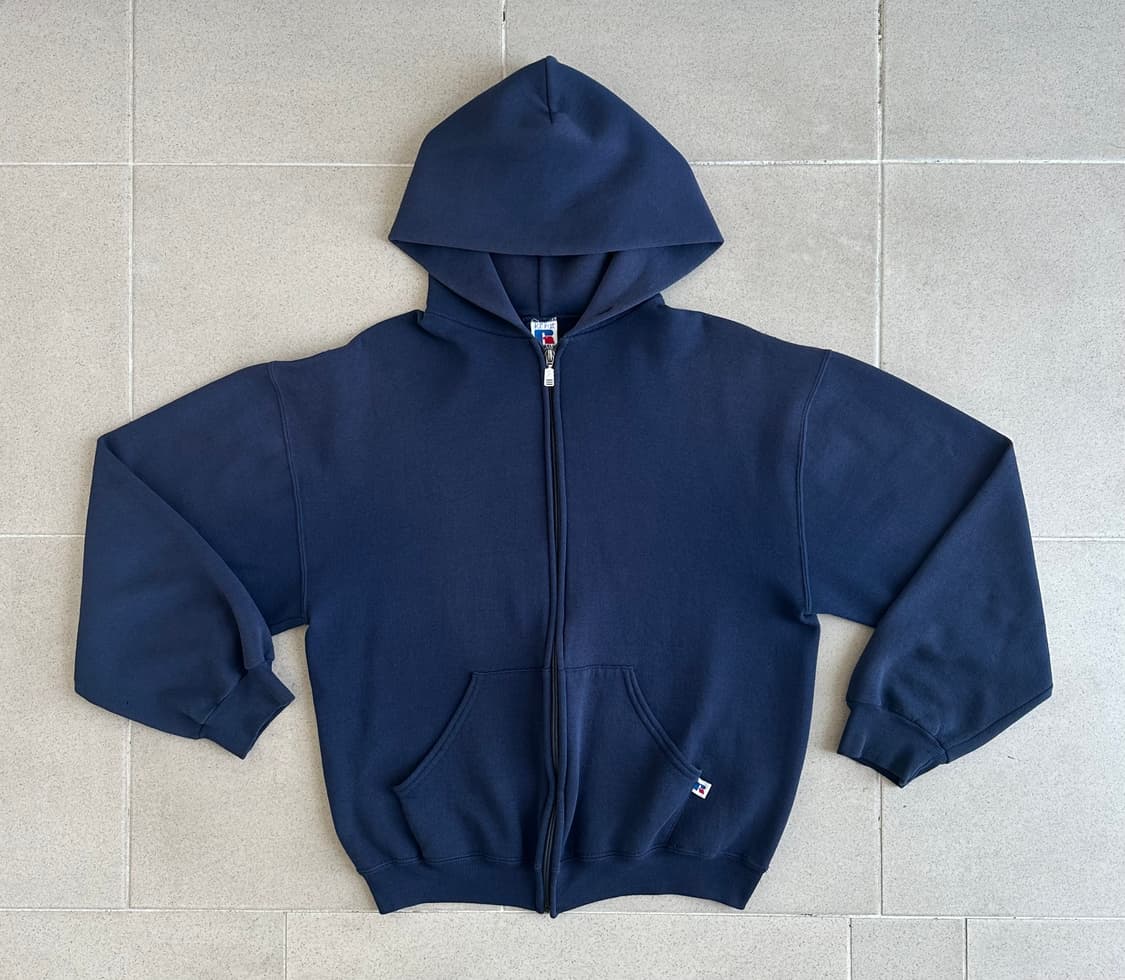 90s 빈티지 러셀 후드집업 네이비 M 상품이미지1