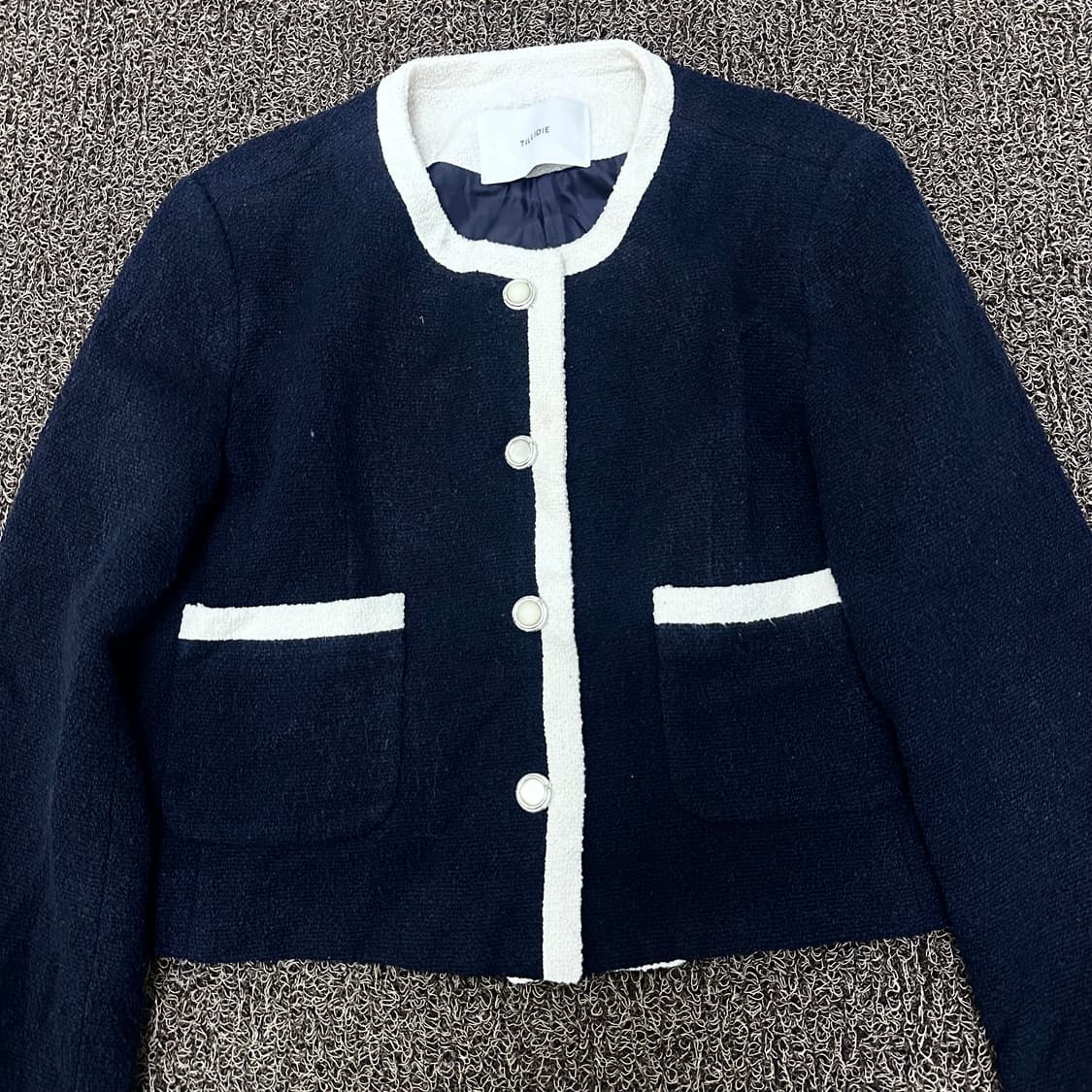 TILLIDIE 틸아이다이 여성 트위드 자켓 네이비 M 상품이미지5